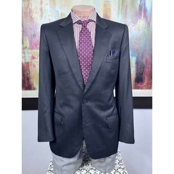 38R Casa Espana Black Sport Coat Dormeuil Wool - Suit Jacket Blazer Mens